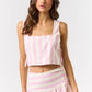 Striped Cropped Top With Side tie Ribbon