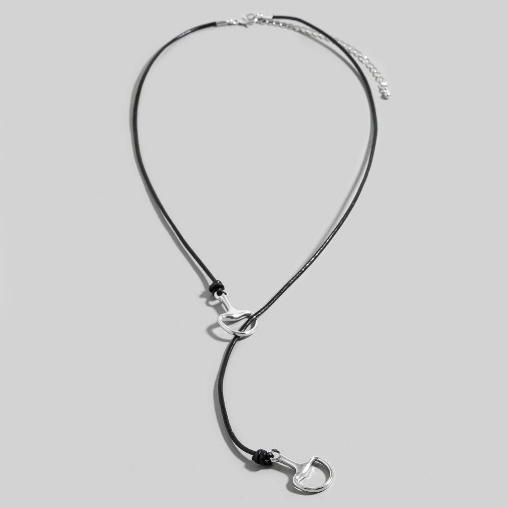 Horse Bit Pendant Leather Cord Necklace