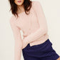 Long Sleeve Knit Top with Asymmetrical Top Blush