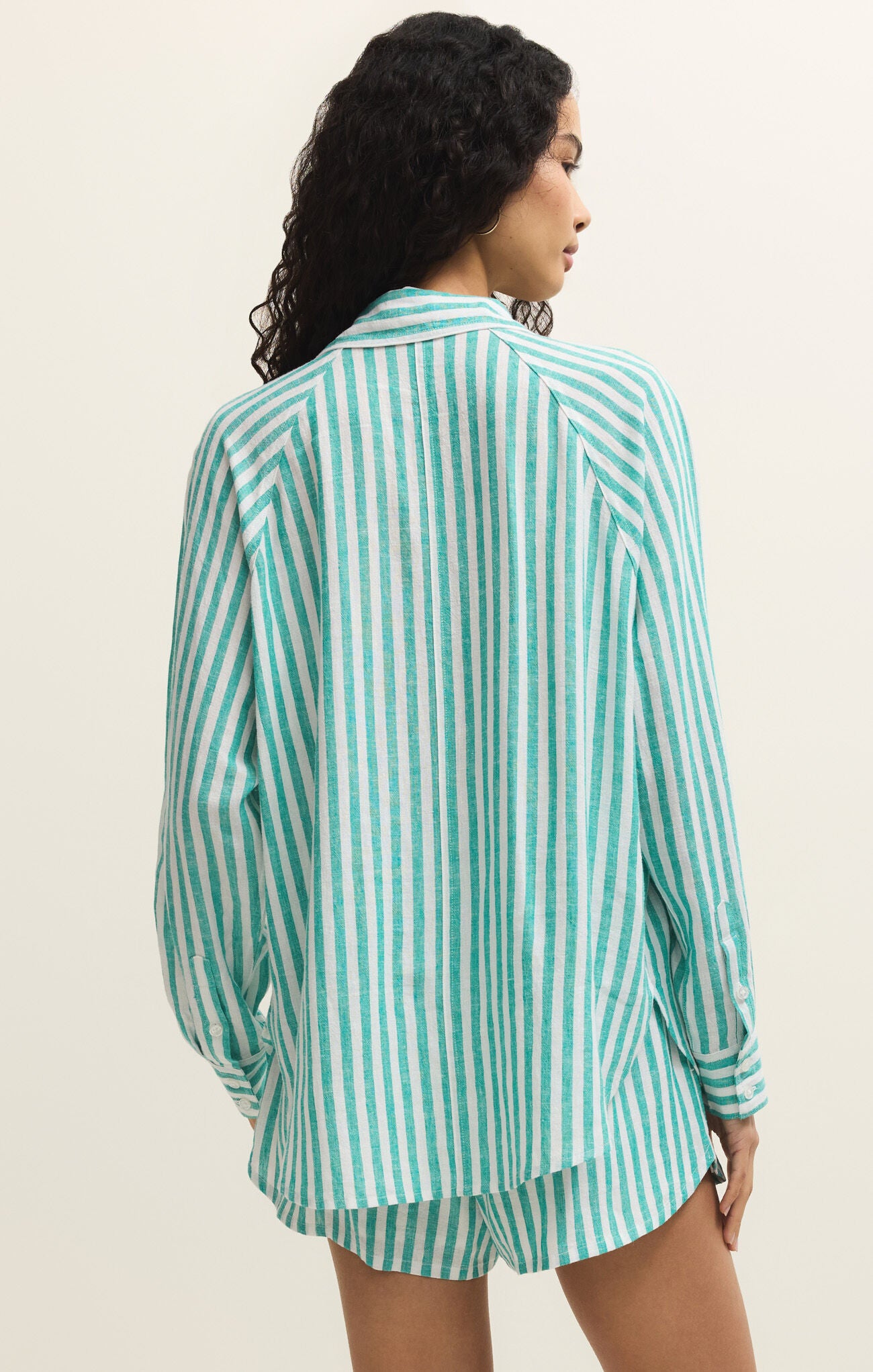 Green Striped Button Up