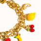 Fruity 18K Gold Non-Tarnish Fruit Charm Bracelet: Multi-Colored