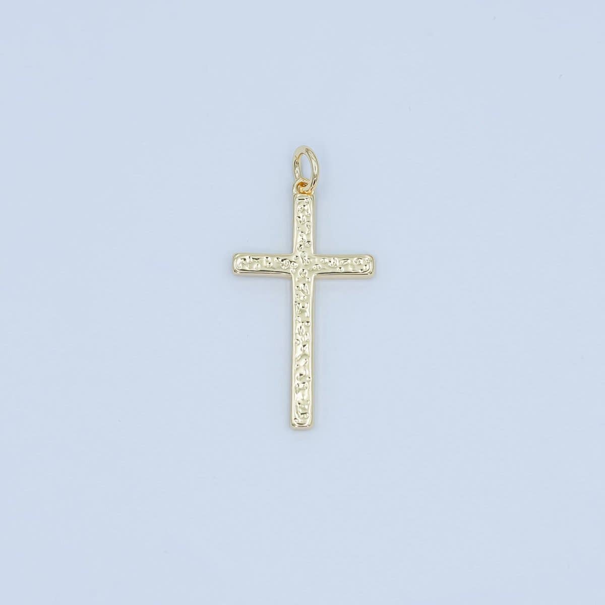 24K Gold Filled Hammered Minimalist Cross Charm