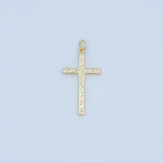 24K Gold Filled Hammered Minimalist Cross Charm