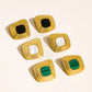 Solenne 18K Gold Non-Tarnish Enamel Square Earrings: White