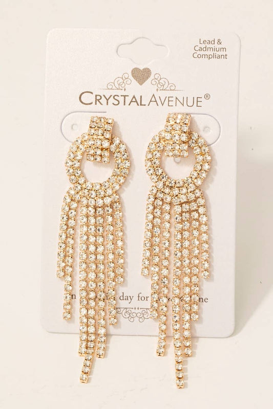 Rhinestone Pave Tassel Dangle Earrings
