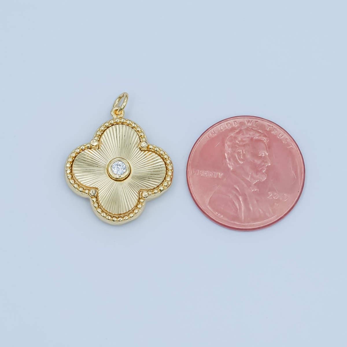 24K Gold Filled 20mm CZ Sunburst Flower Charm