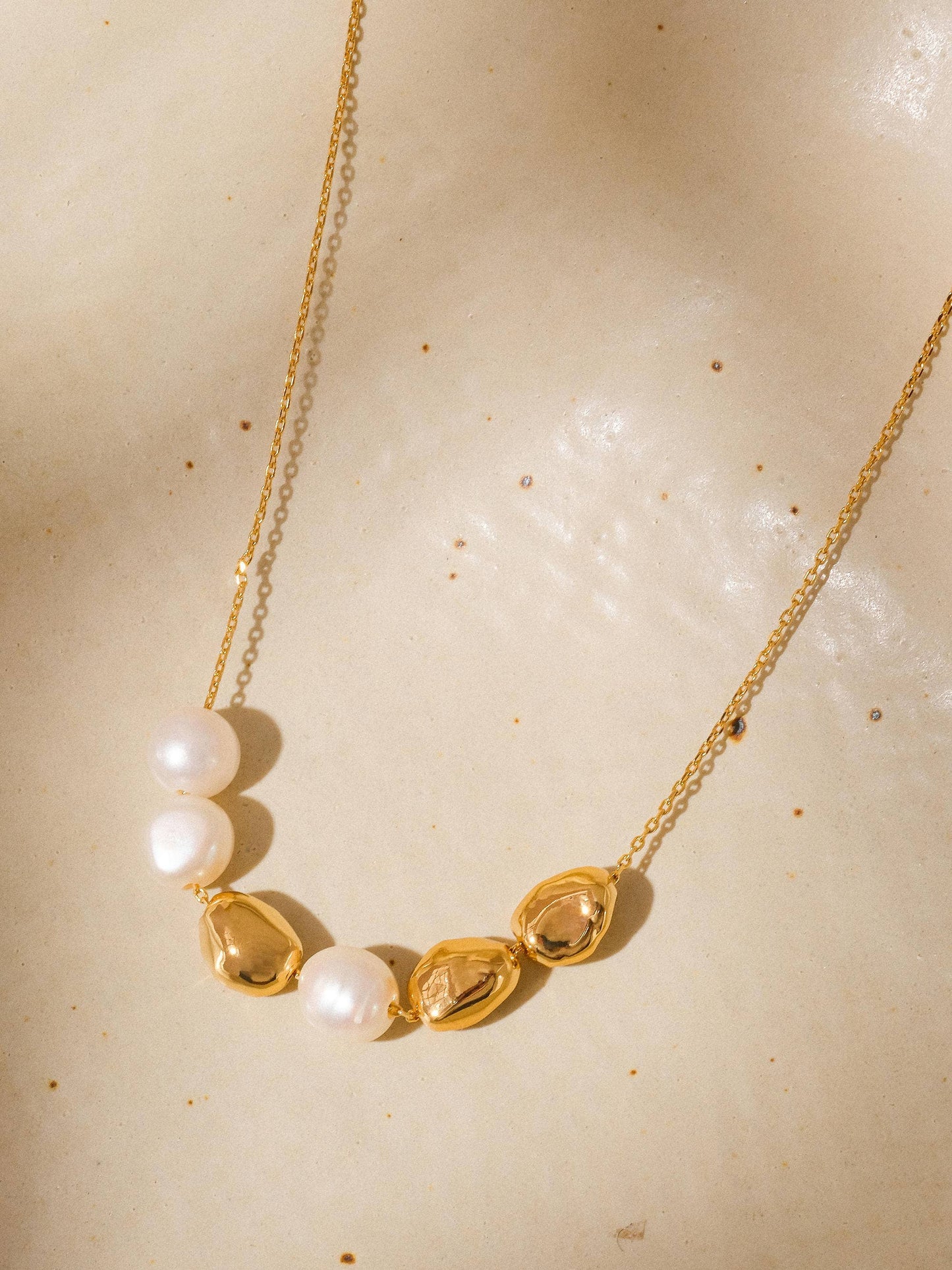 Maud 18K Gold Freshwater Pearl Beaded Necklace: Yellow Gold