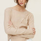 Long Sleeve Knit Top with Asymmetrical Top Beige