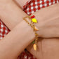Fruity 18K Gold Non-Tarnish Fruit Charm Bracelet: Multi-Colored