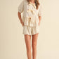 STRIPED PATTERN RUFFLED BLOUSE