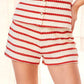 Red Striped Knit Crochet Short