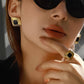 Solenne 18K Gold Non-Tarnish Enamel Square Earrings: White