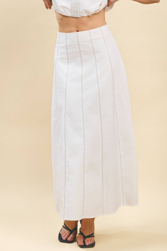 Contrast Topstitching Detail Maxi Skirt