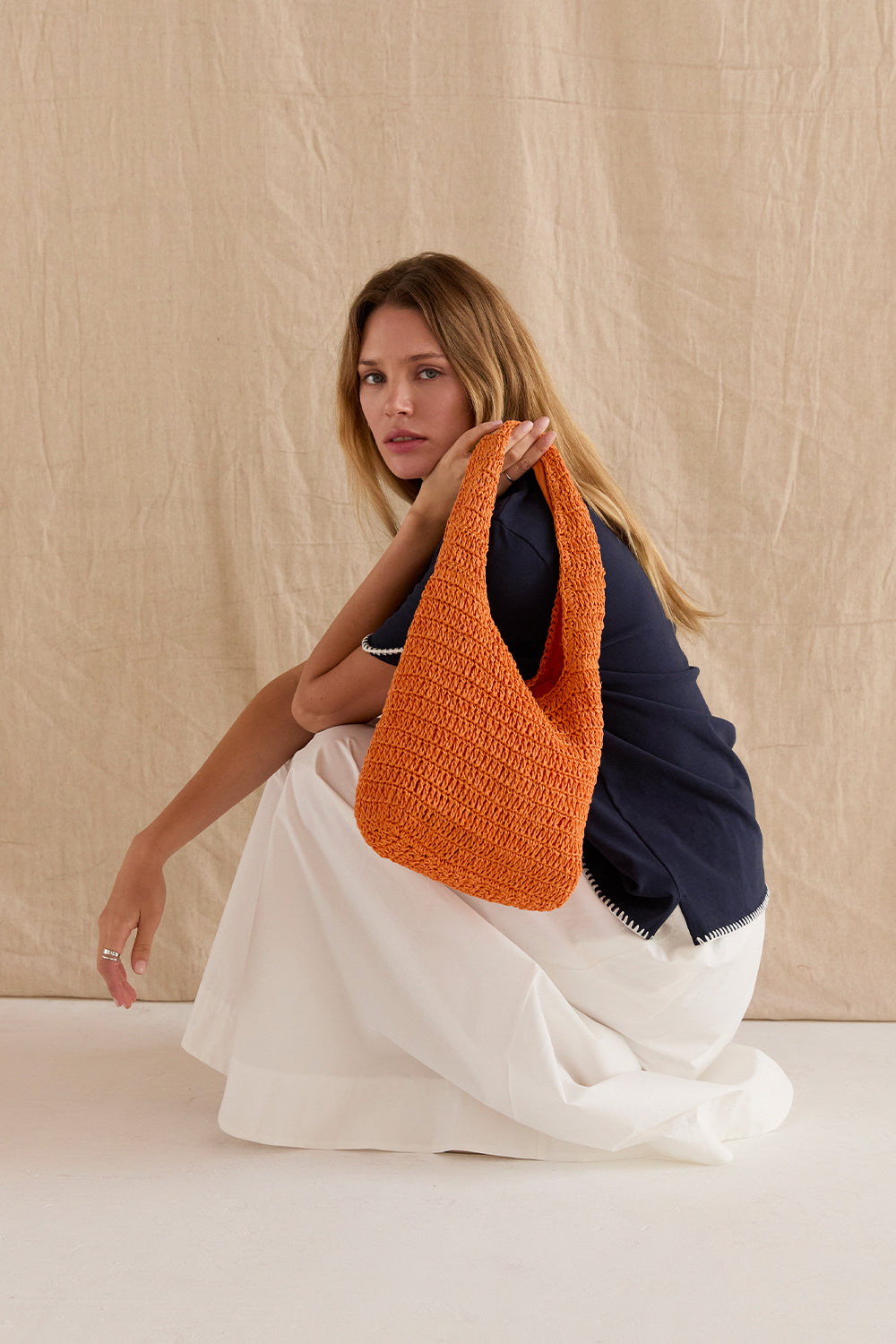 Orange Woven Tote