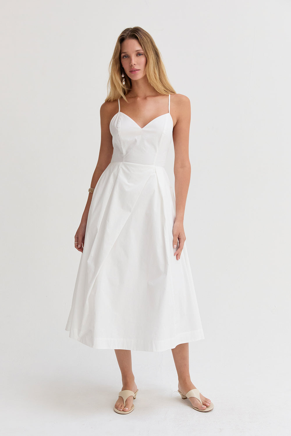 White Poplin Midi Dress