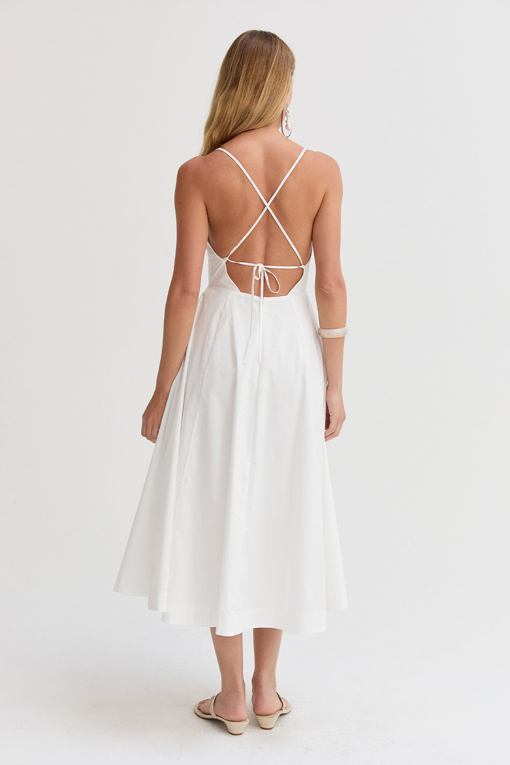 White Poplin Midi Dress