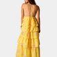 Yellow Floral Tiered Maxi Dress