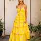 Yellow Floral Tiered Maxi Dress