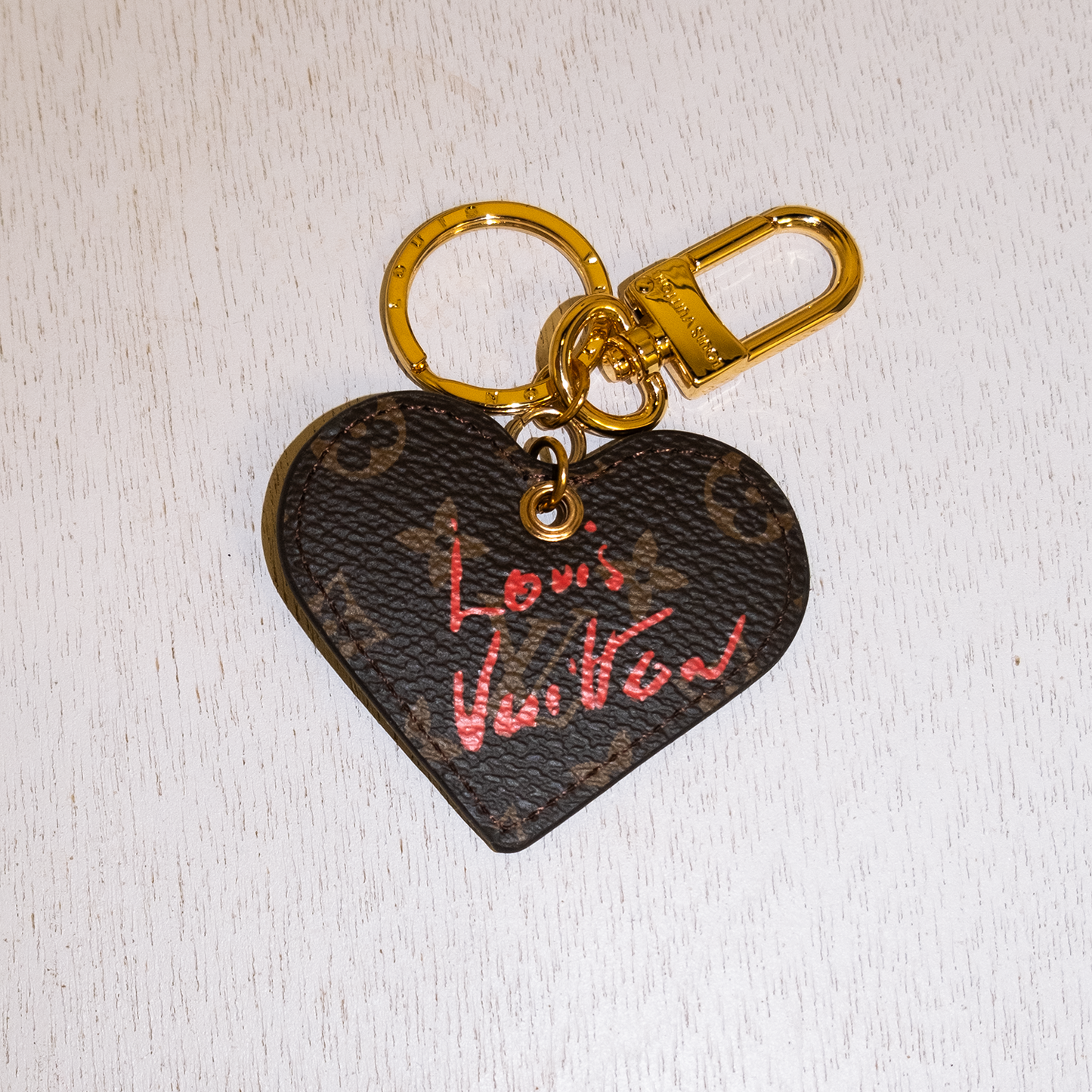 Designer Inspired LV Monogram Heart Keychain