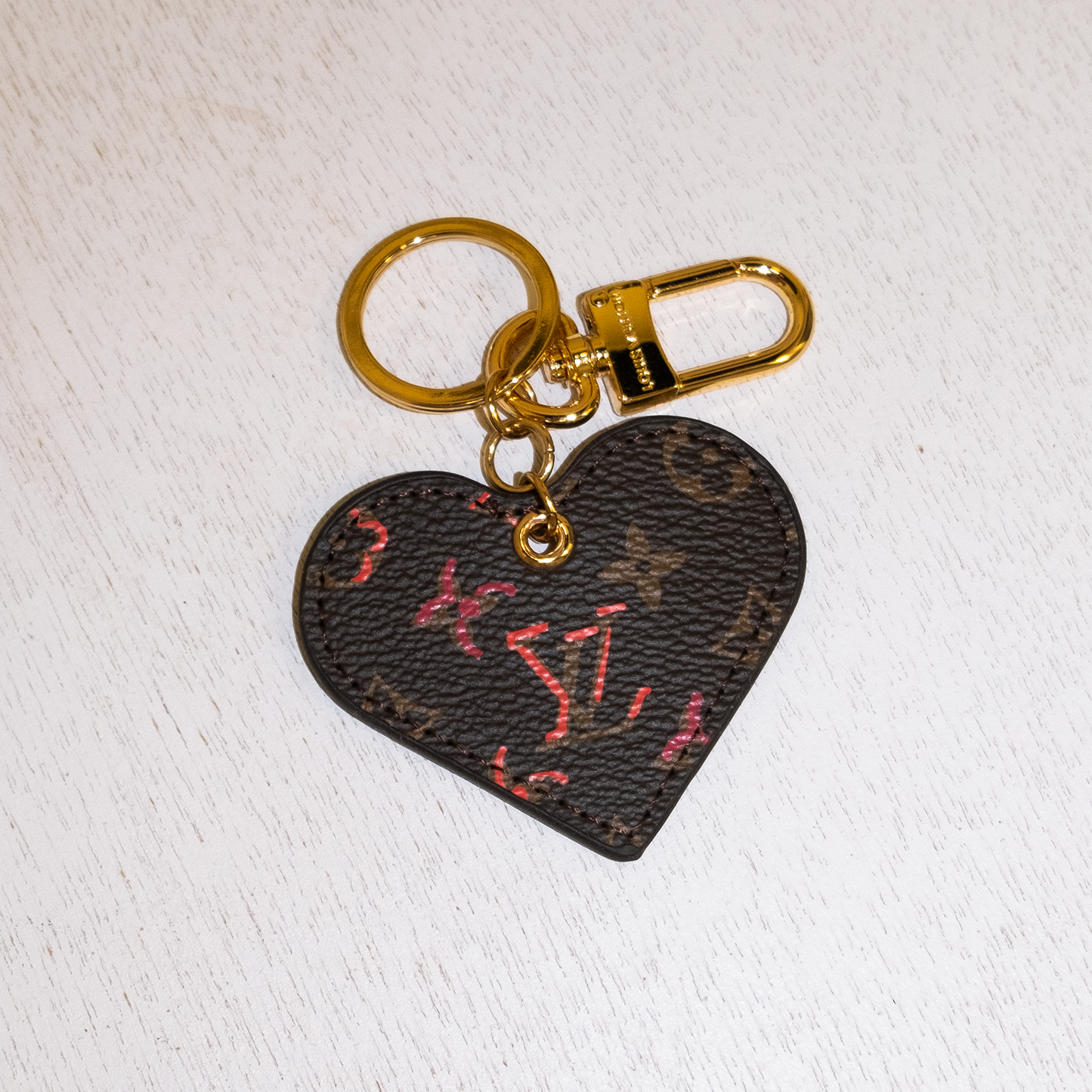 Designer Inspired LV Monogram Heart Keychain