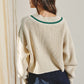 Ivory/Polo Green Cropped Sweater