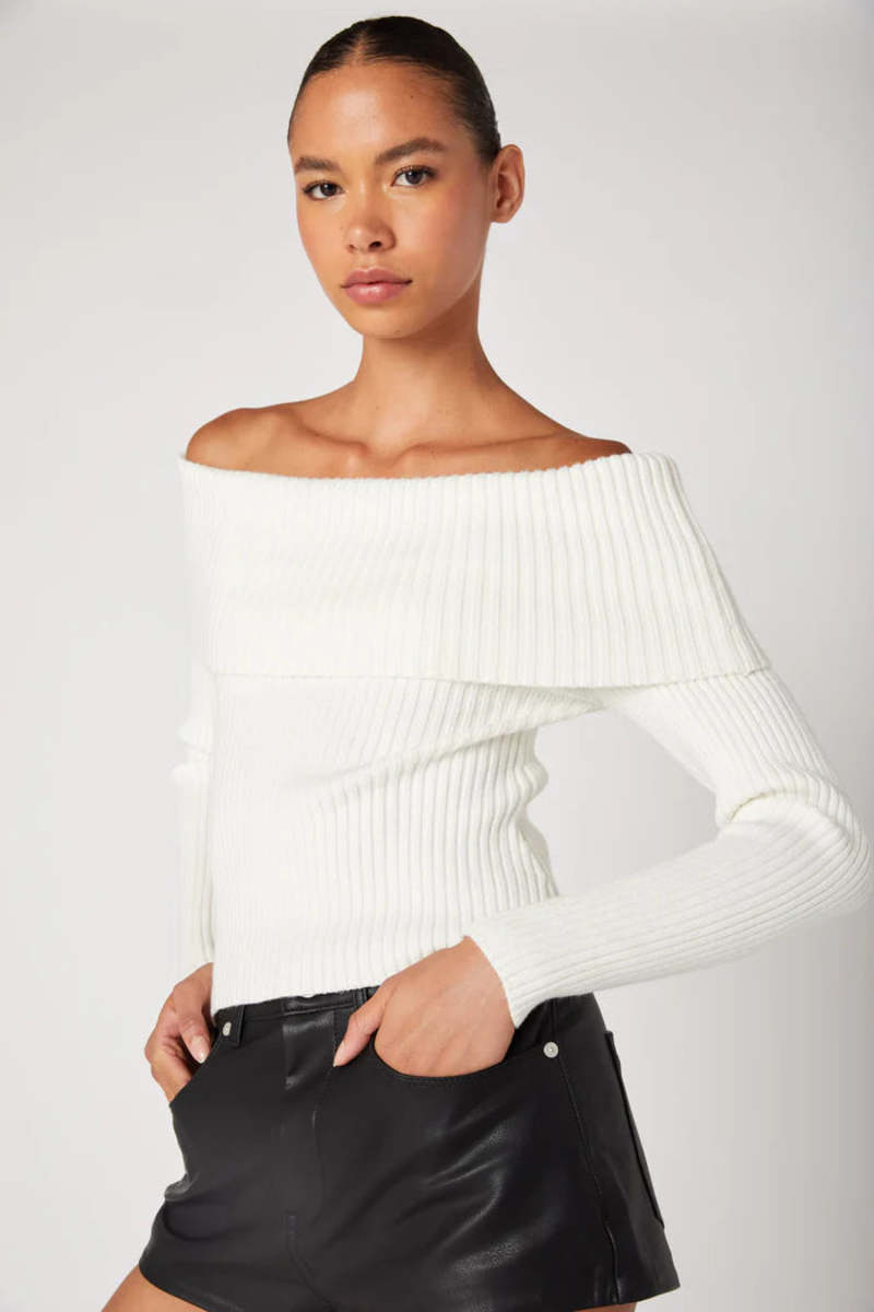 Fast Talker Off Shoulder Sweater