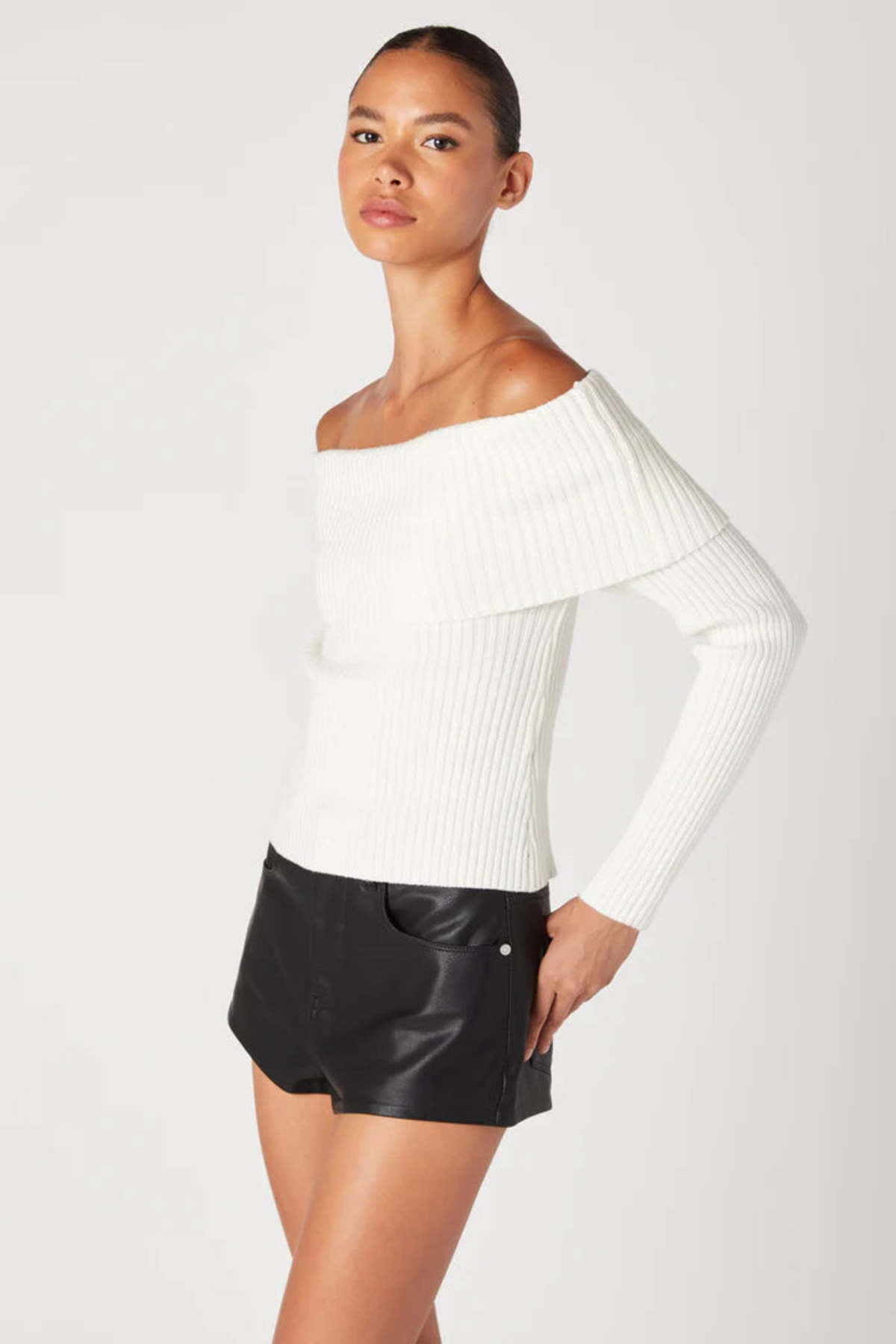 Fast Talker Off Shoulder Sweater