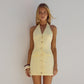 Butter Yellow Halter Mini Dress