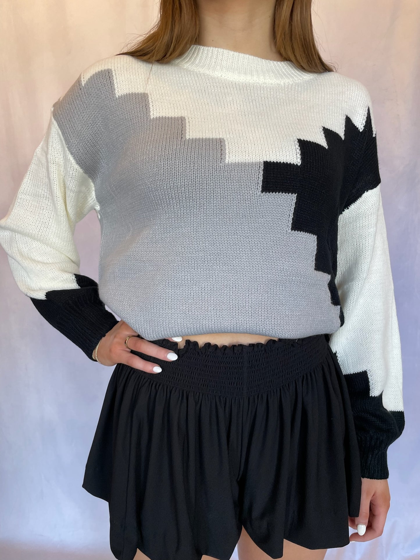 Black/White/Grey Pixel Sweater
