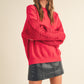 Red Cable knit sleeve Pullover
