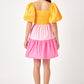 Color block front twist mini dress