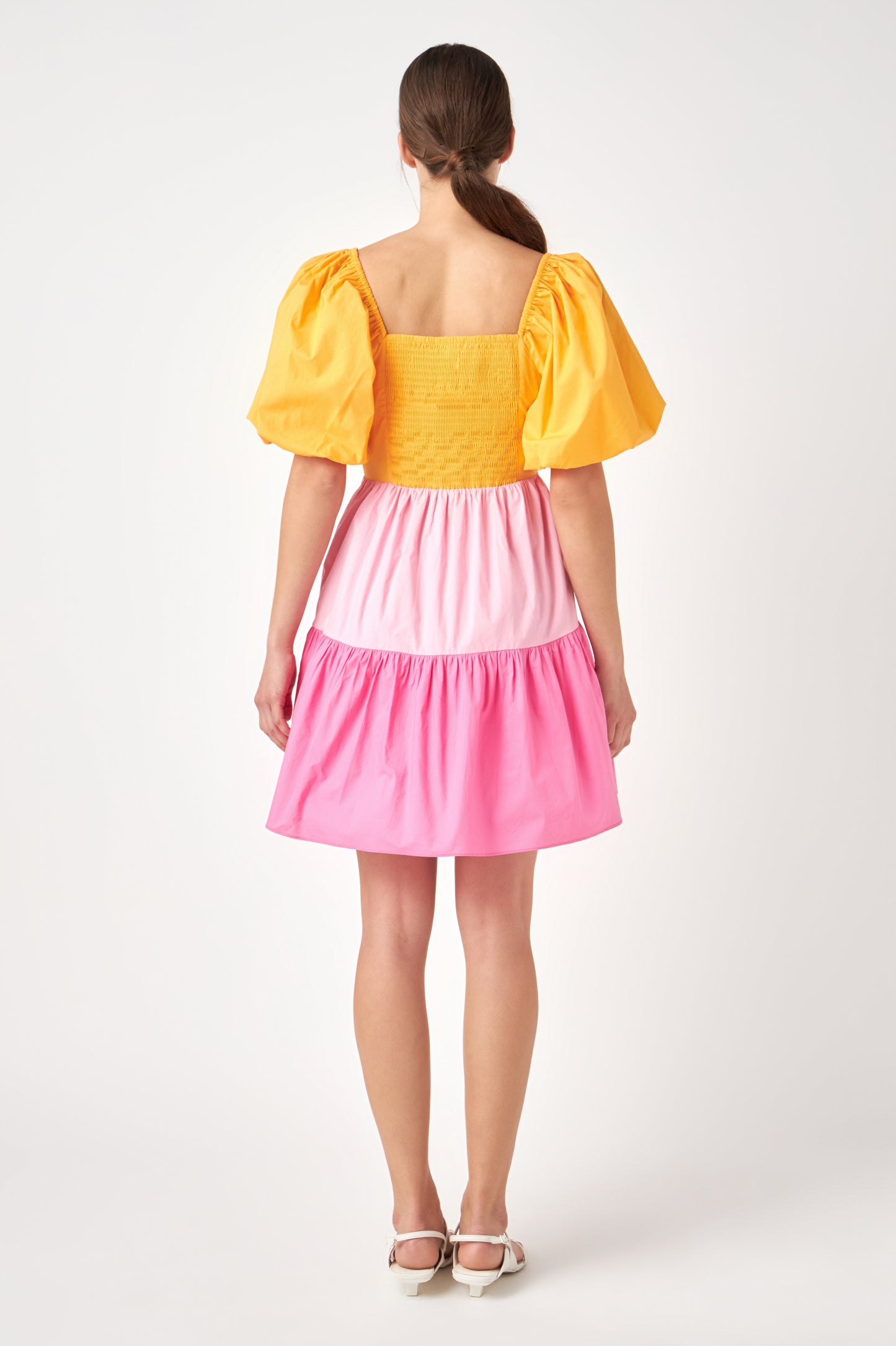 Color block front twist mini dress