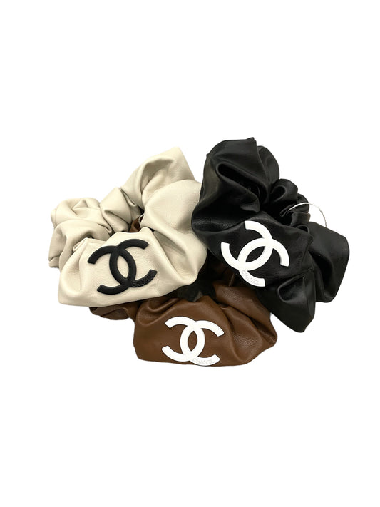 CC inspired leather scrunchie