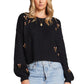 Floral Embroidered Black Sweater