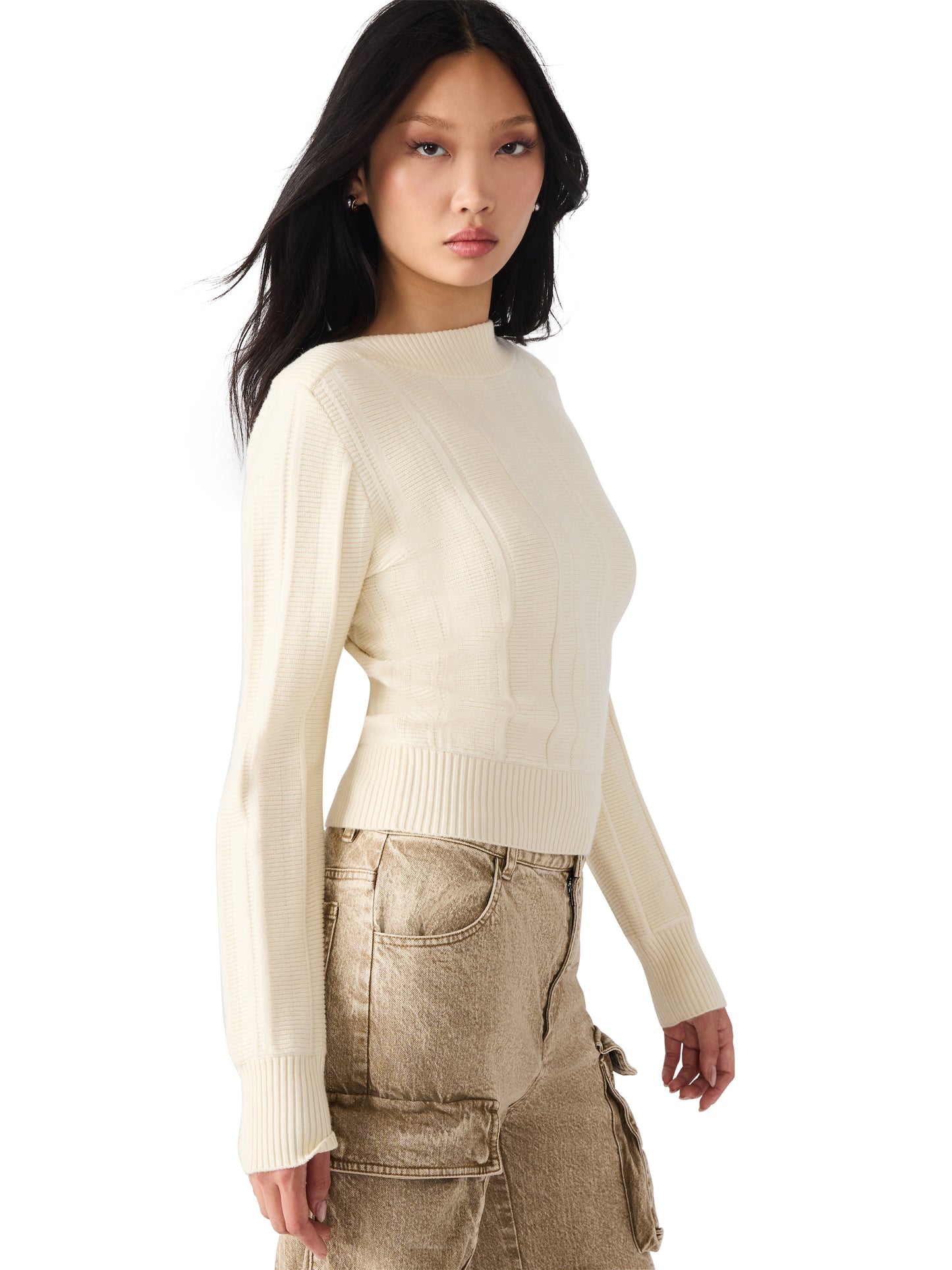 Cream Ribbed Sweater