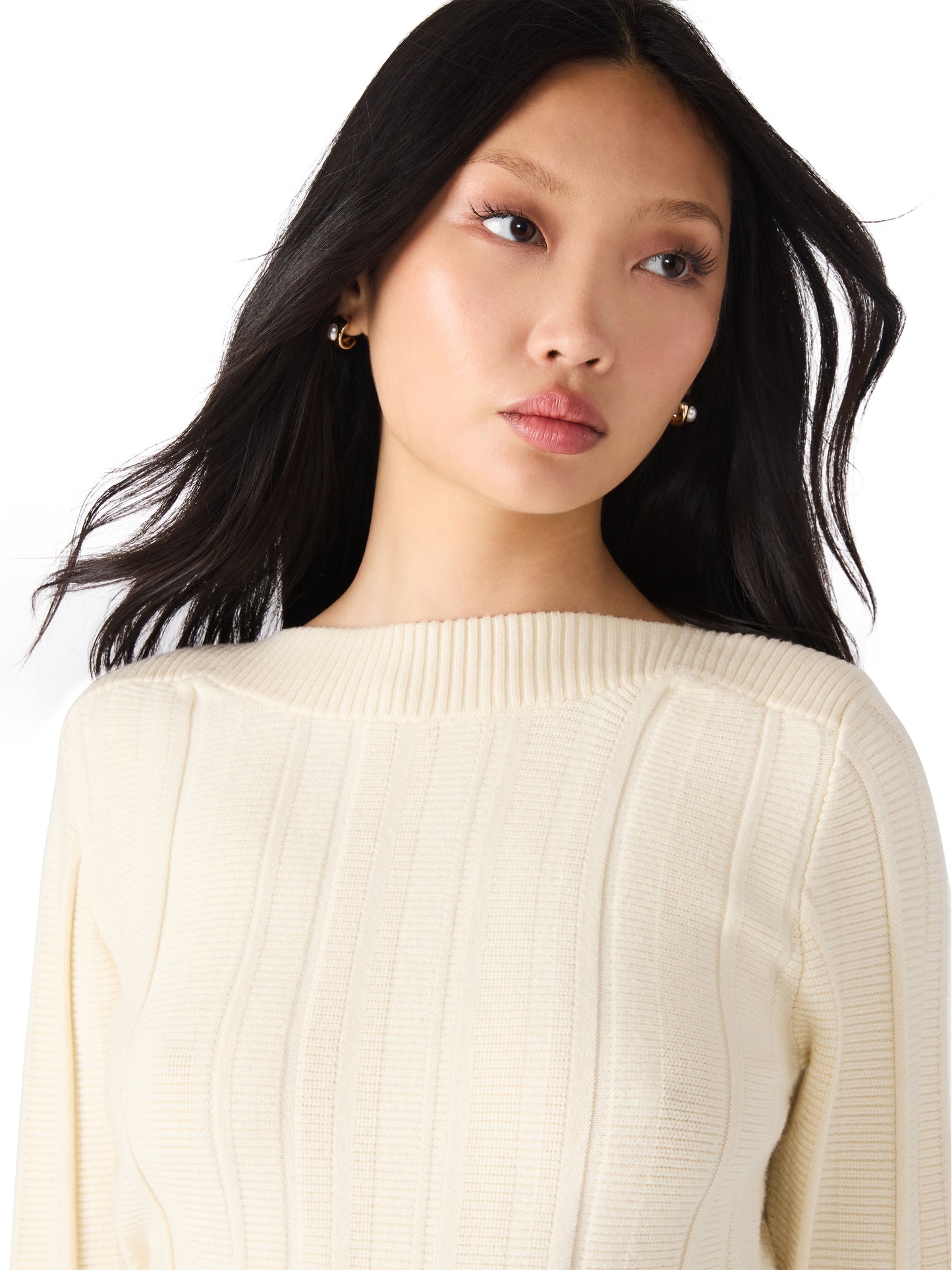 Cream Ribbed Sweater