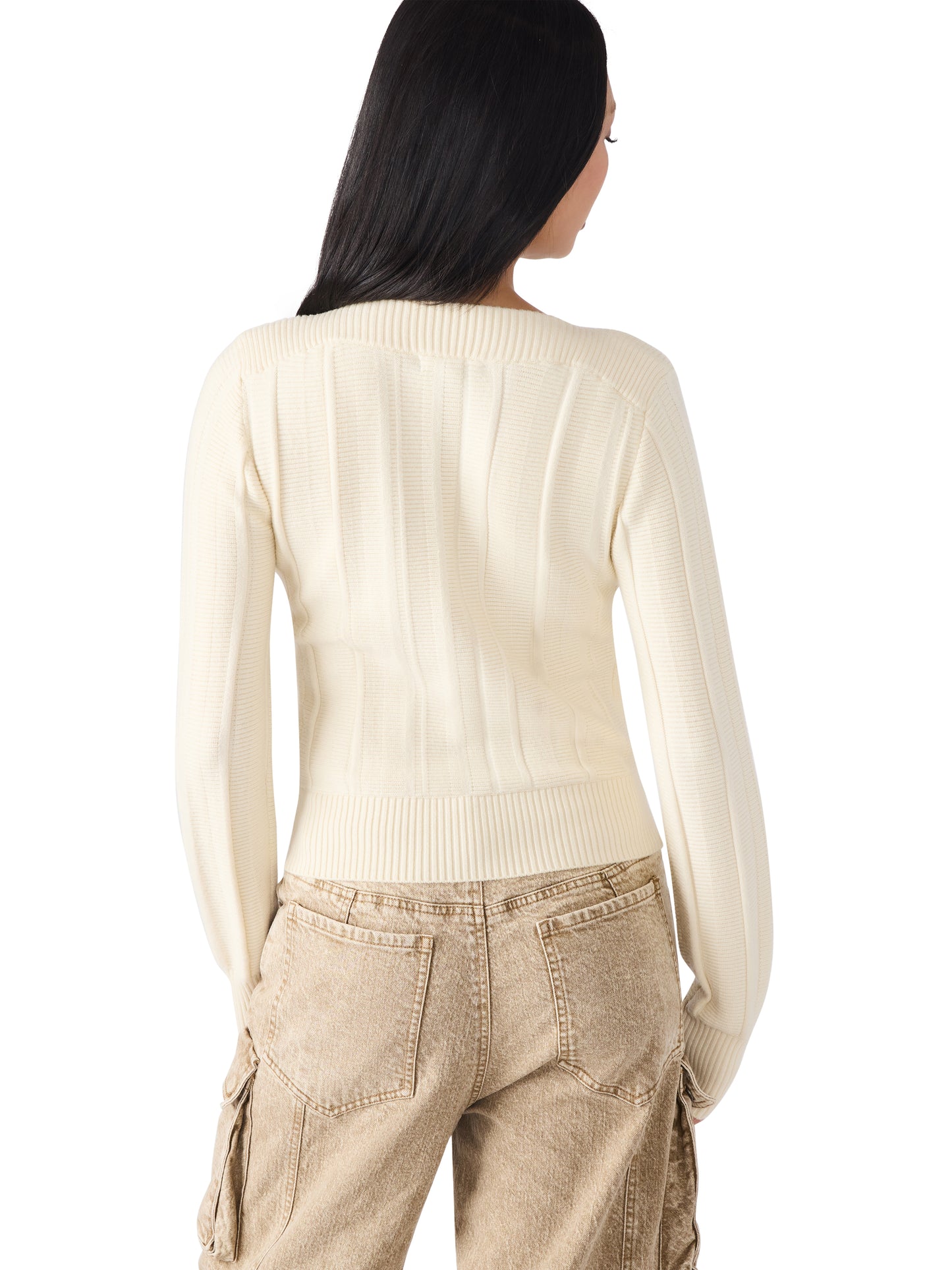 Cream Ribbed Sweater