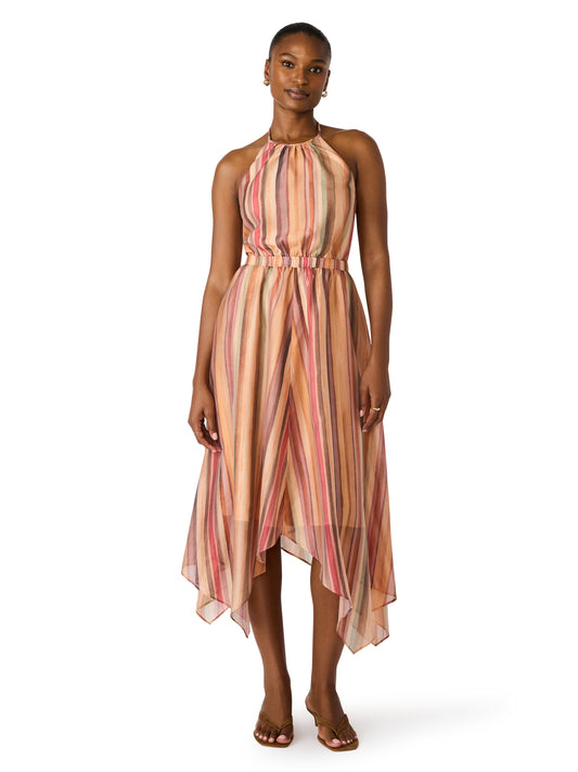 Striped Halter Maxi Dress