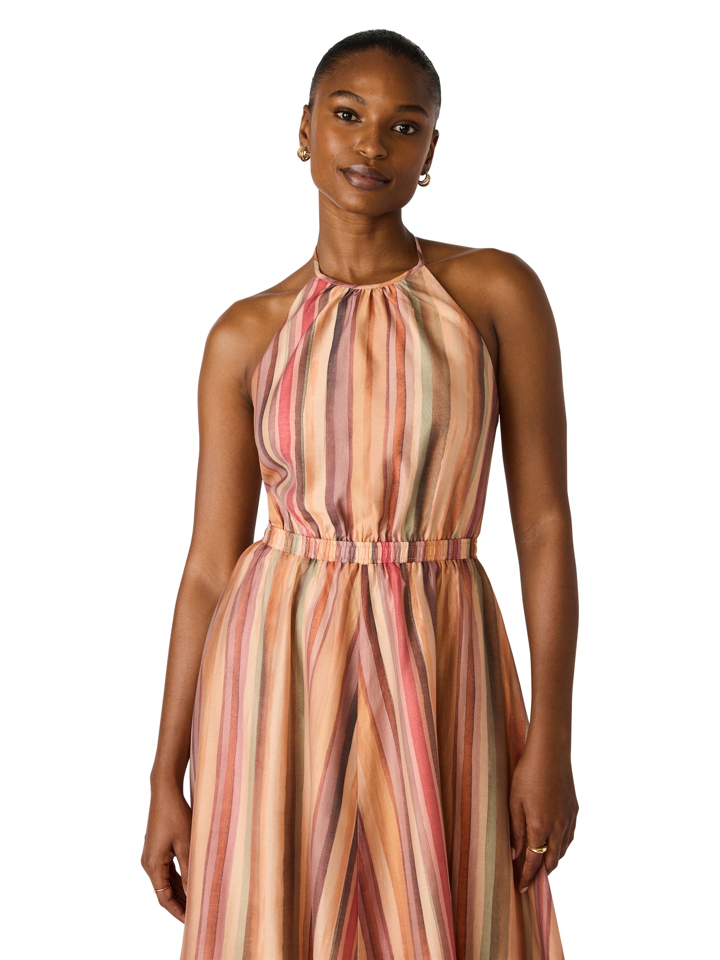 Striped Halter Maxi Dress