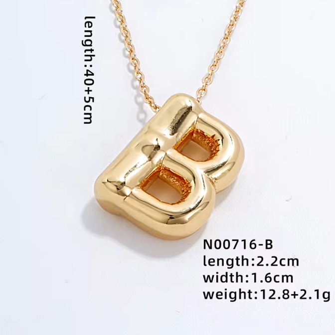 Gold Bubble Initial Necklace