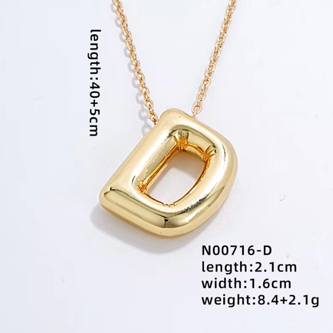 Gold Bubble Initial Necklace