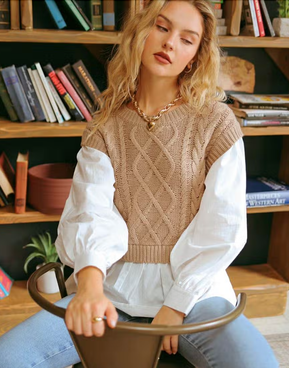 Layered Round Neck Knit Sweater Vest