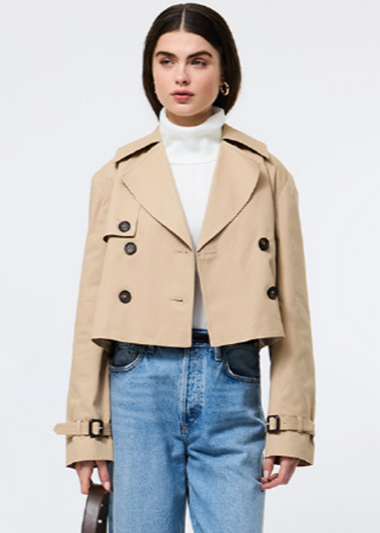 Cropped Twill Trench