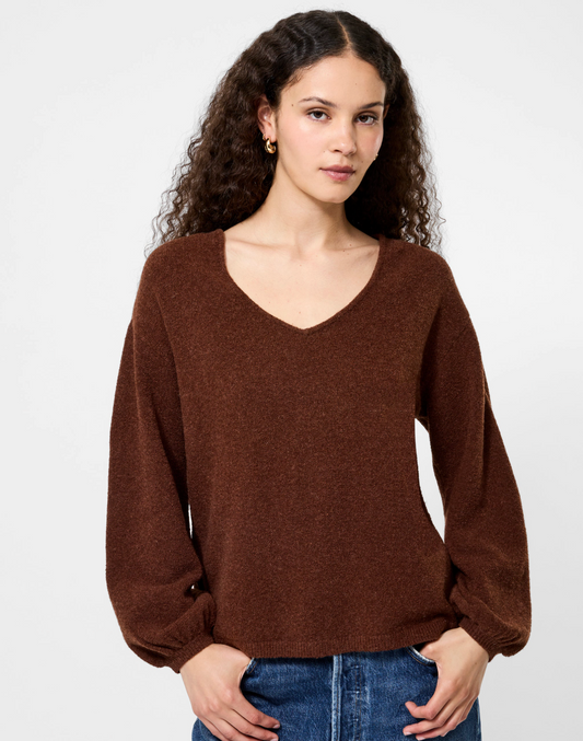 Chocolate Knit V-neck Pullover