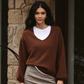 Chocolate Knit V-neck Pullover