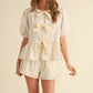 STRIPED PATTERN RUFFLED BLOUSE