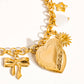 Eydn 18K Non-Tarnish Heart Locket Charm Bracelet: Yellow Gold