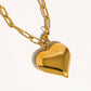 Paris 18K Gold Non-Tarnish Large Heart Chain Necklace: Yellow Gold / Ball Chain