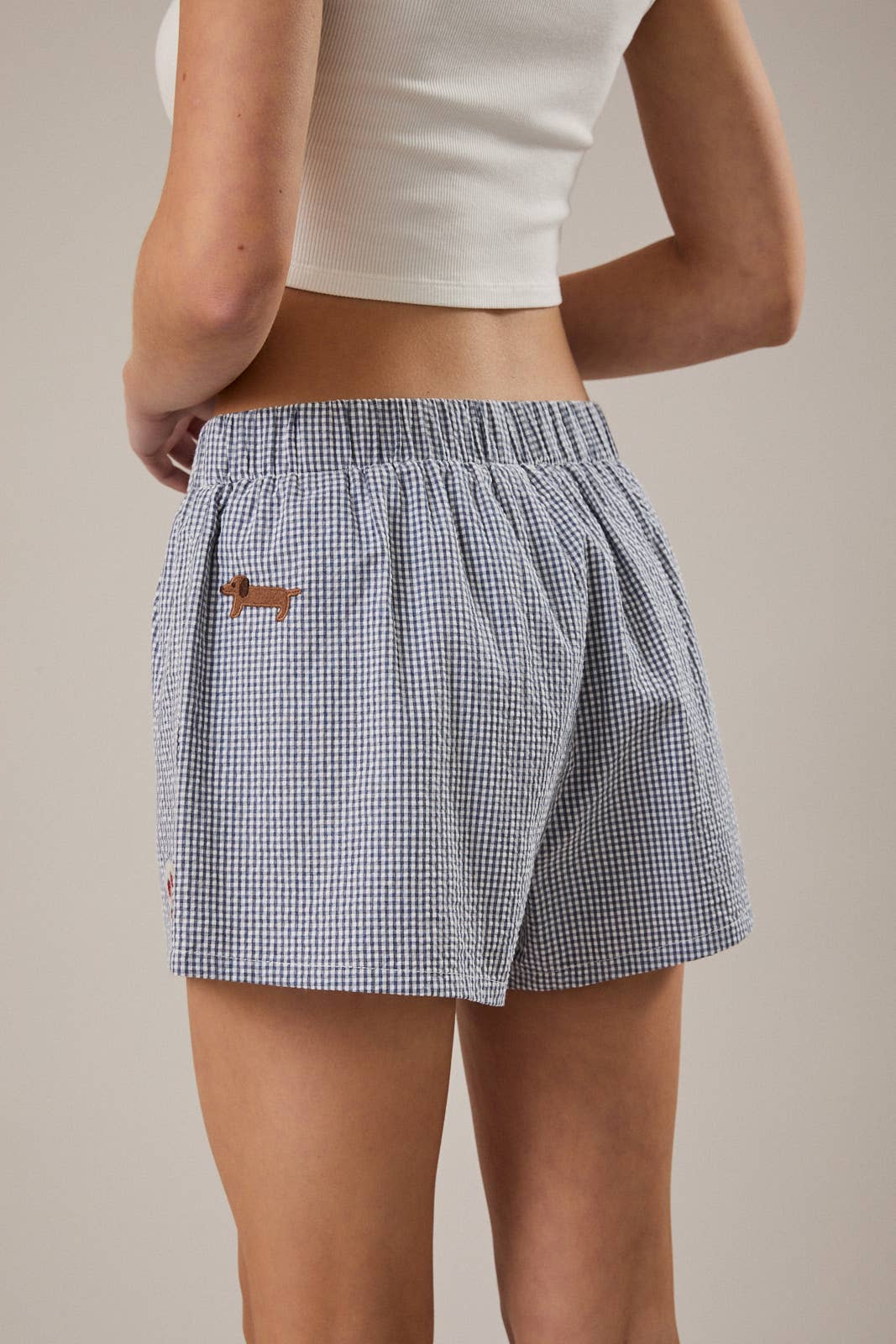 MID-RISE EMBROIDERED SHORTS