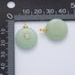 18K Gold Filled 23mm Green Jade with Clear CZ Round Natural Gemstone Pendant